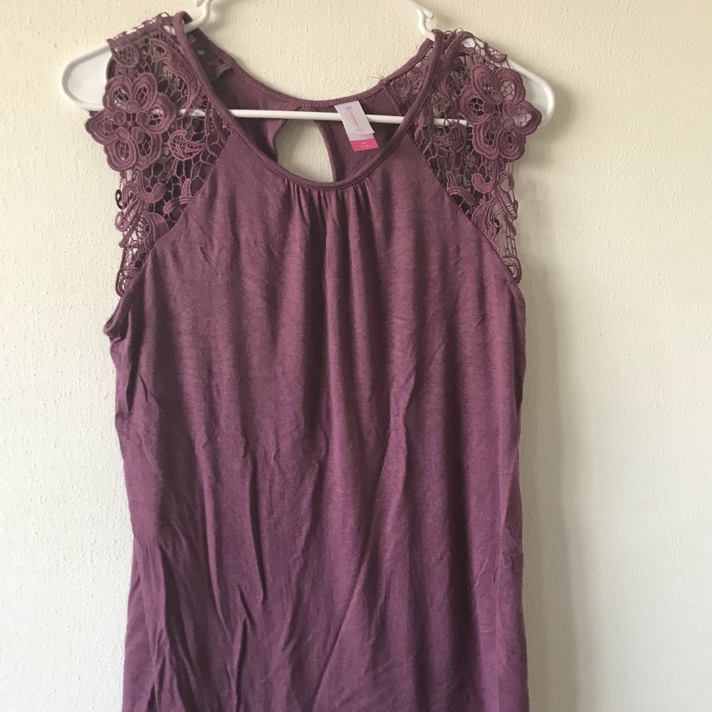 Purple/Pink Shirt with Lace Sleeves